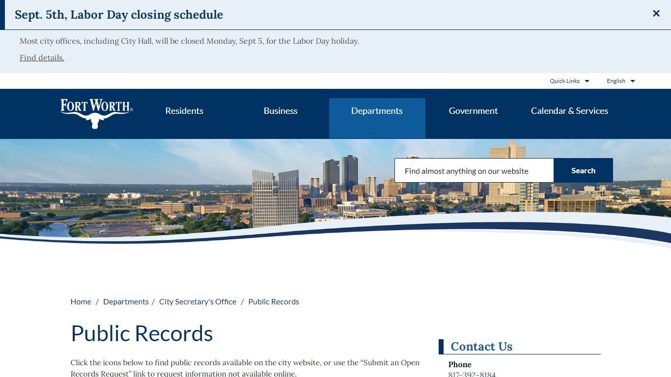 Public Records – Welcome to the City of Fort Worth